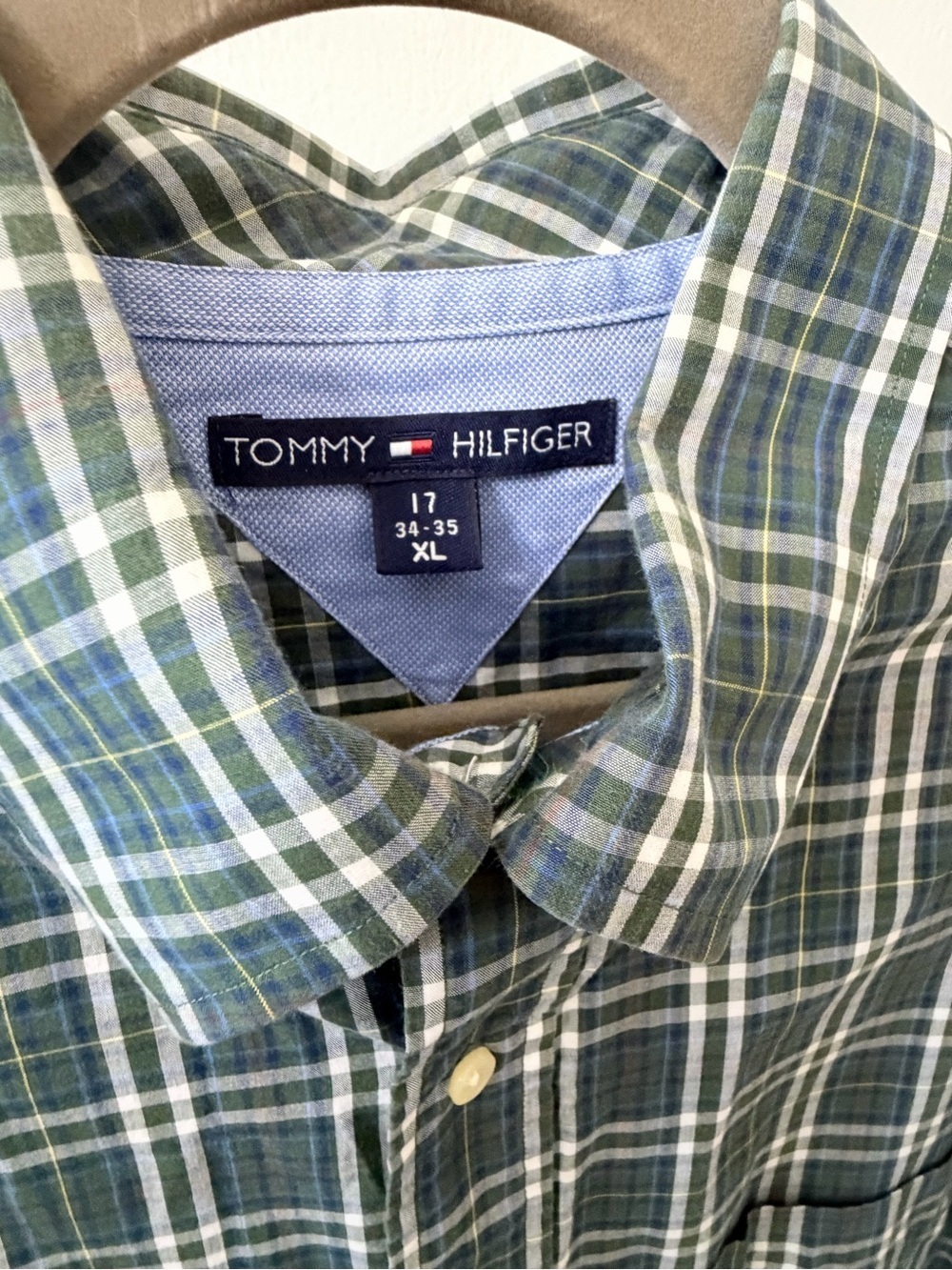Tommy Hilfiger Dark Teal and White Plaid Button-Down Shirt - Picture 7 of 8